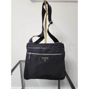 Prada Saffiano Nylon Shoulder/Crossbody Bag Black